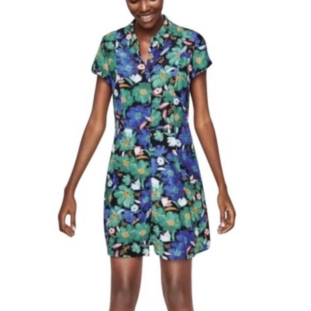 Zara floral print button up mini dress